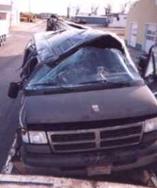 Top, front 
view of van